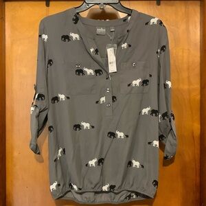 Soho Gray Elephant Print Women's Top